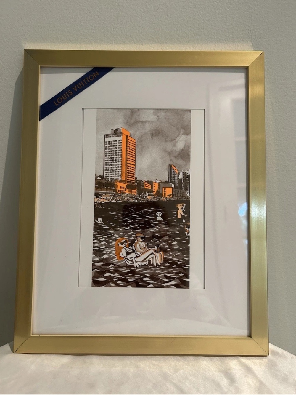 “Tel Aviv” Louis Vuitton X Ruben Toledo Framed Art City Guide Postcards COA